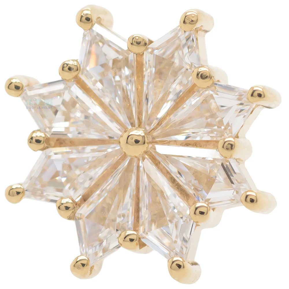 "Pablo" Threaded End in Gold with White CZ's