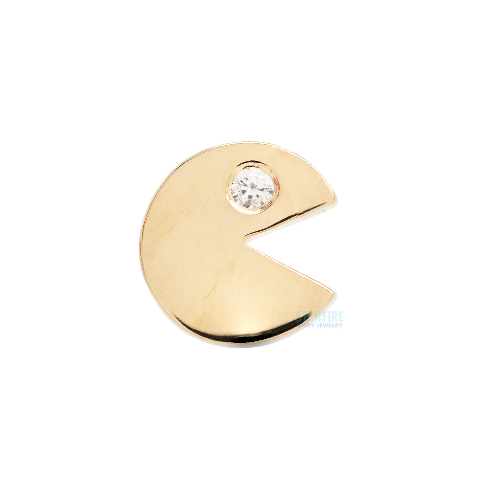 "Pacman" Threaded End in Gold with White CZ - Image 3