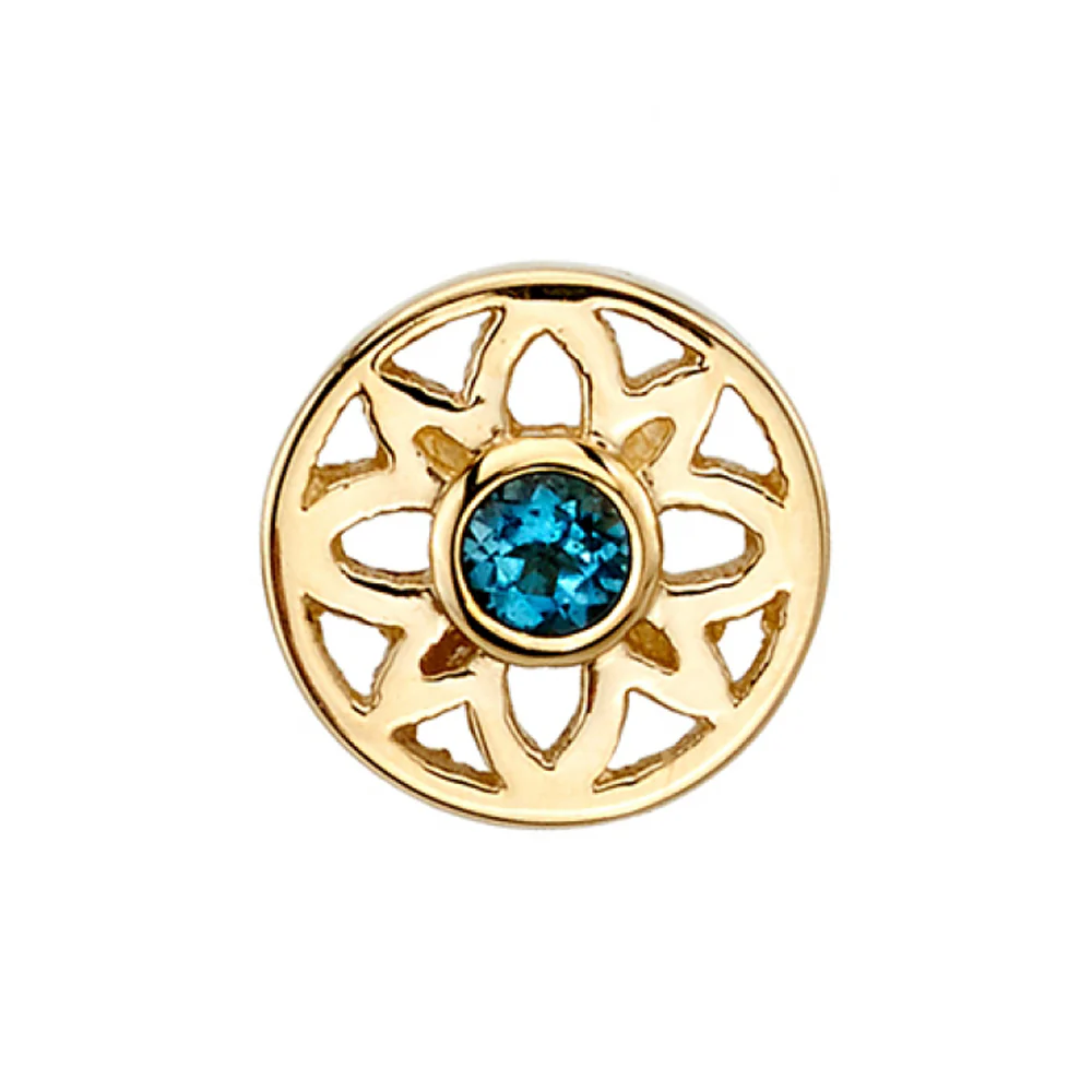 "Paloma Flower" Threaded End in Gold with London Blue Topaz - Image 2