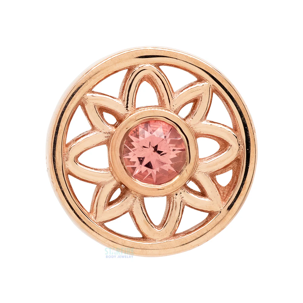 "Paloma Flower" Threaded End in Gold with Padparadscha Sapphire - Image 3