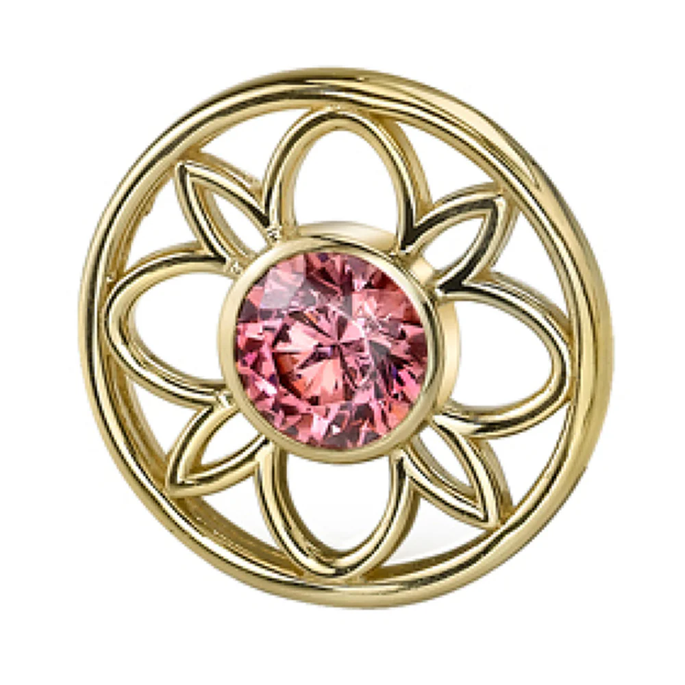 "Paloma Flower" Threaded End in Gold with Salmon CZ - Image 2