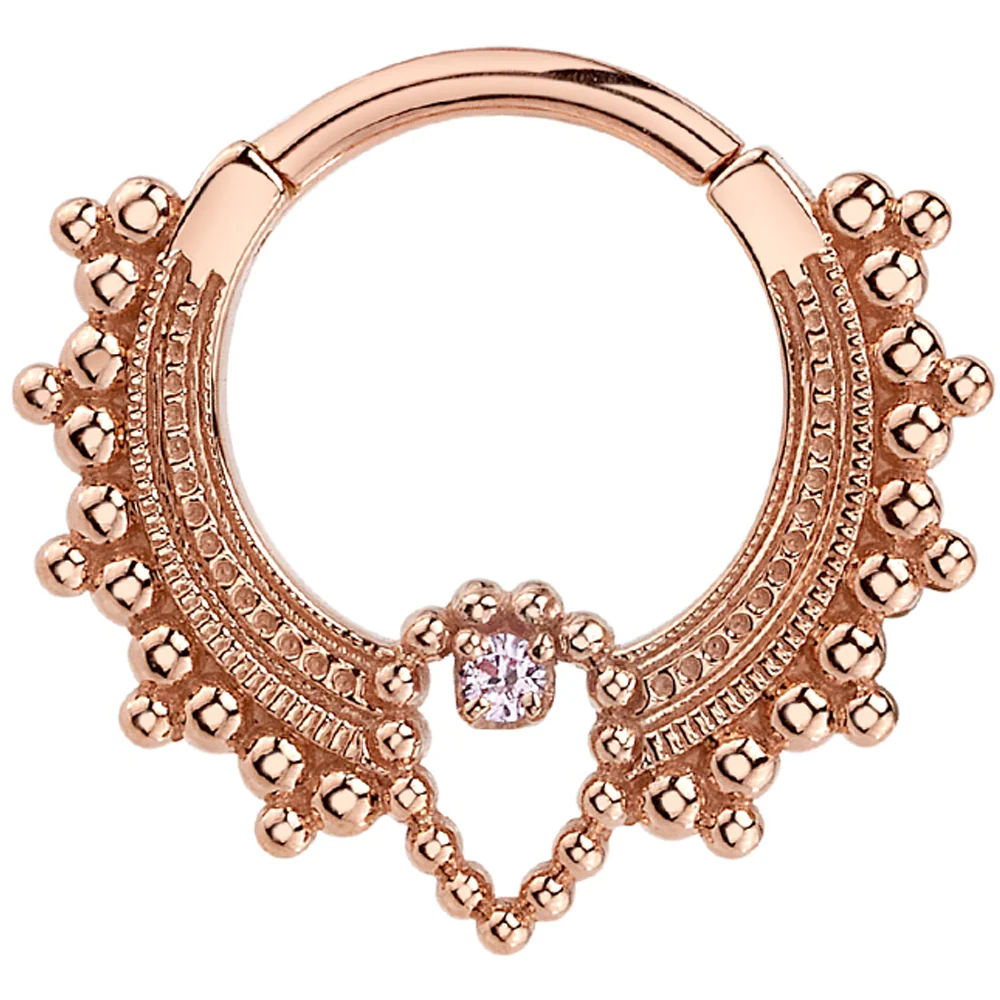 "Pandora" Hinge Ring in Gold with Light Pink Sapphire - Image 2