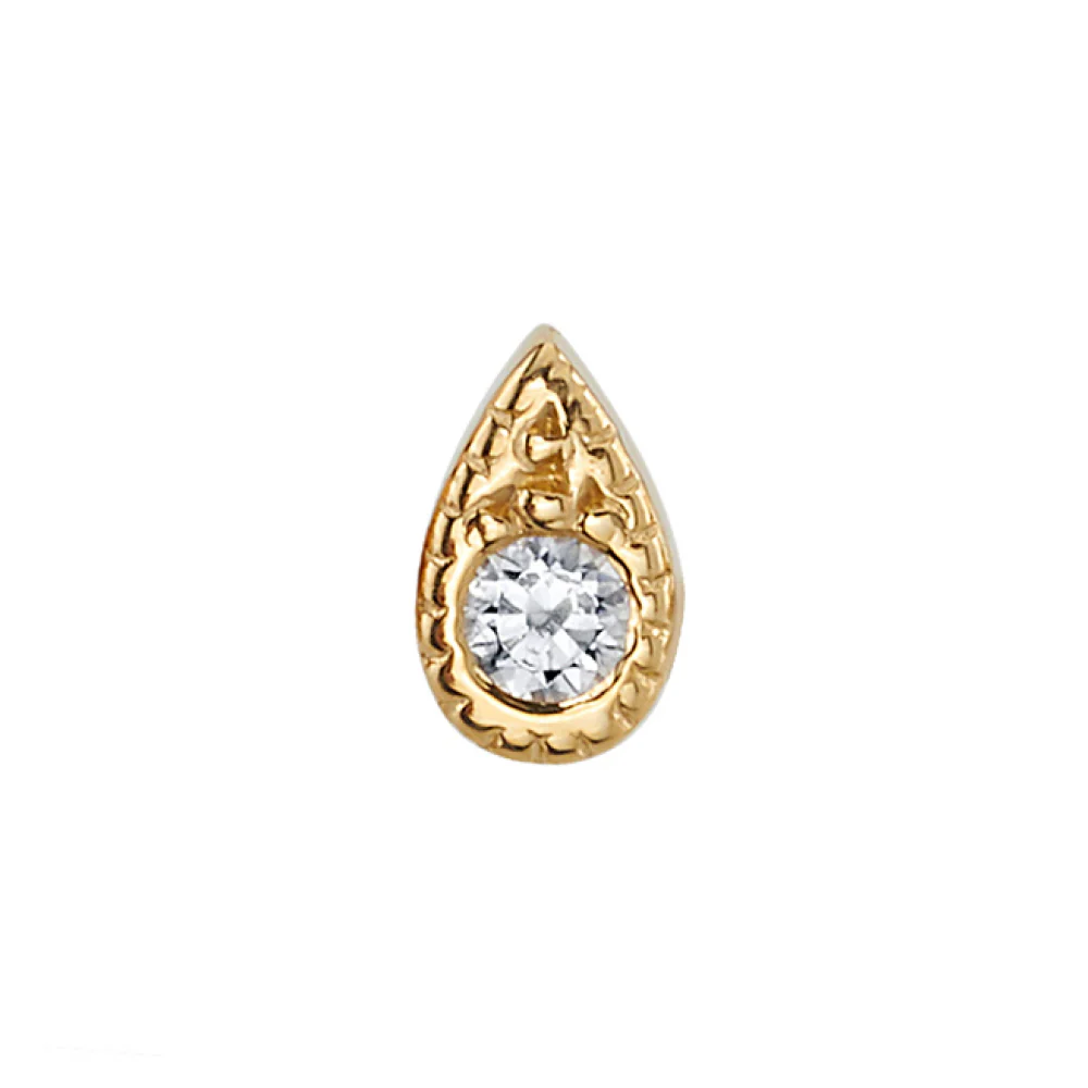 Pave Teardrop Threaded End in Gold with DIAMOND