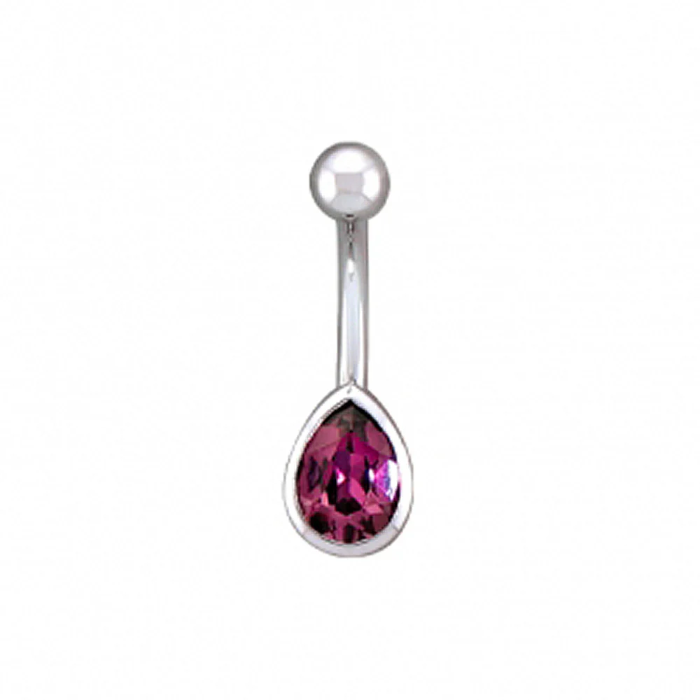 Pear-Cut Gem in Bezel Navel Curve in Gold with Rhodolite - Image 2