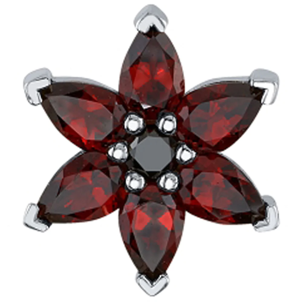 Pear Flower Threaded End in Gold with Garnet & Black Diamond - Image 2