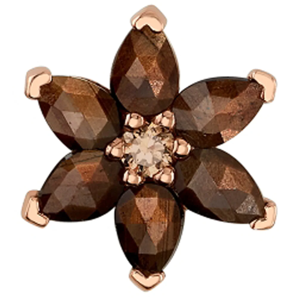 Pear Flower Threaded End in Gold with Zawadi Sapphire & Champagne Diamond - Image 2