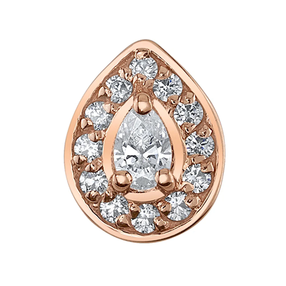 "Pear Halo" Threaded End in Gold with DIAMONDS - Image 2