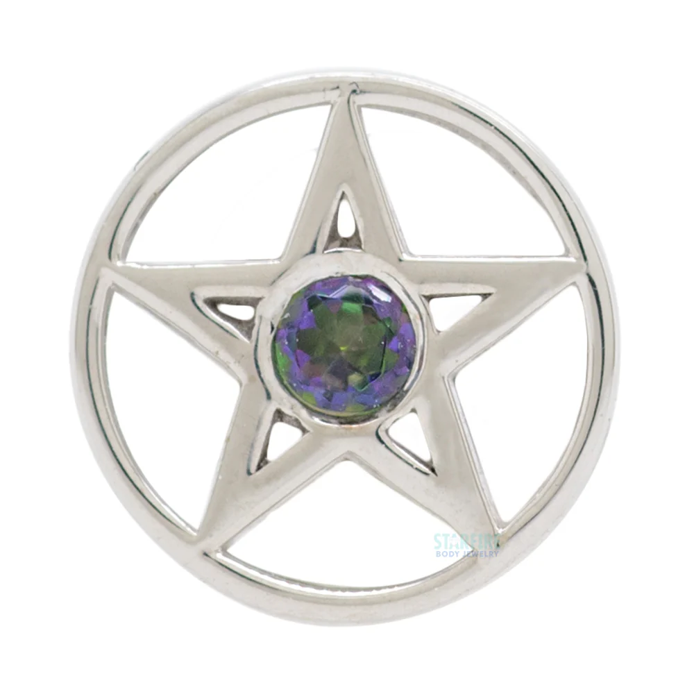 Pentagram Threaded End in Gold with Mystic Topaz - Image 4
