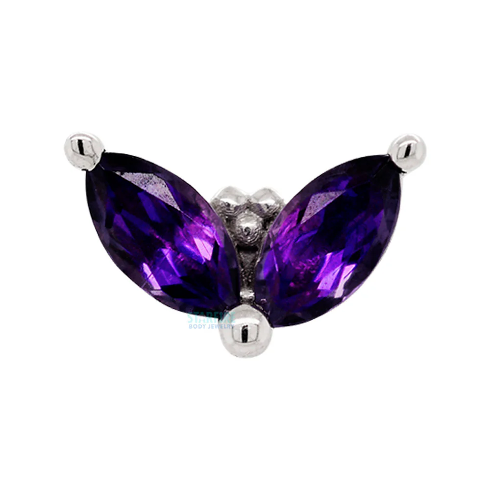 "Petals" Threaded End in Gold & Platinum with Amethyst - Image 3