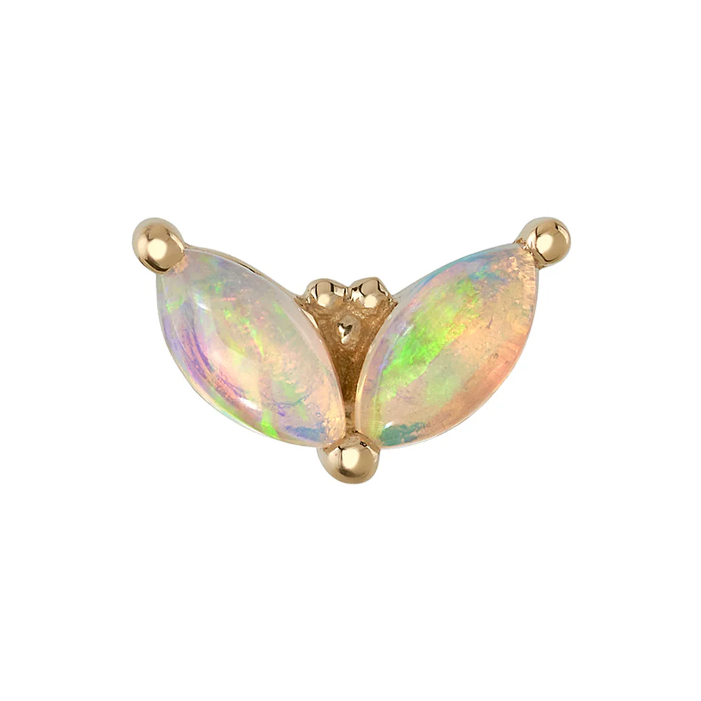 "Petals" Threaded End in Gold & Platinum with Genuine White Opal