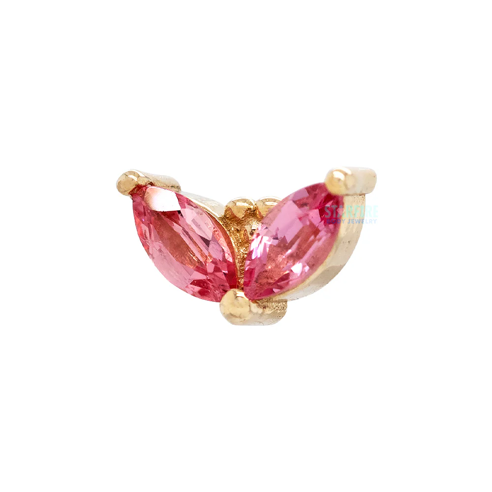 "Petals" Threaded End in Gold with Padparadscha Sapphire - Image 2