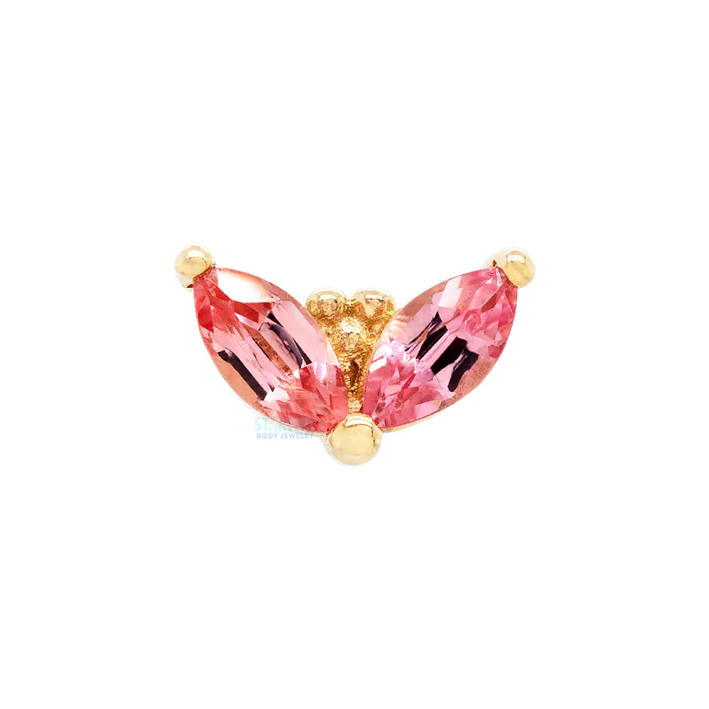 "Petals" Threaded End in Gold with Padparadscha Sapphire - Image 3