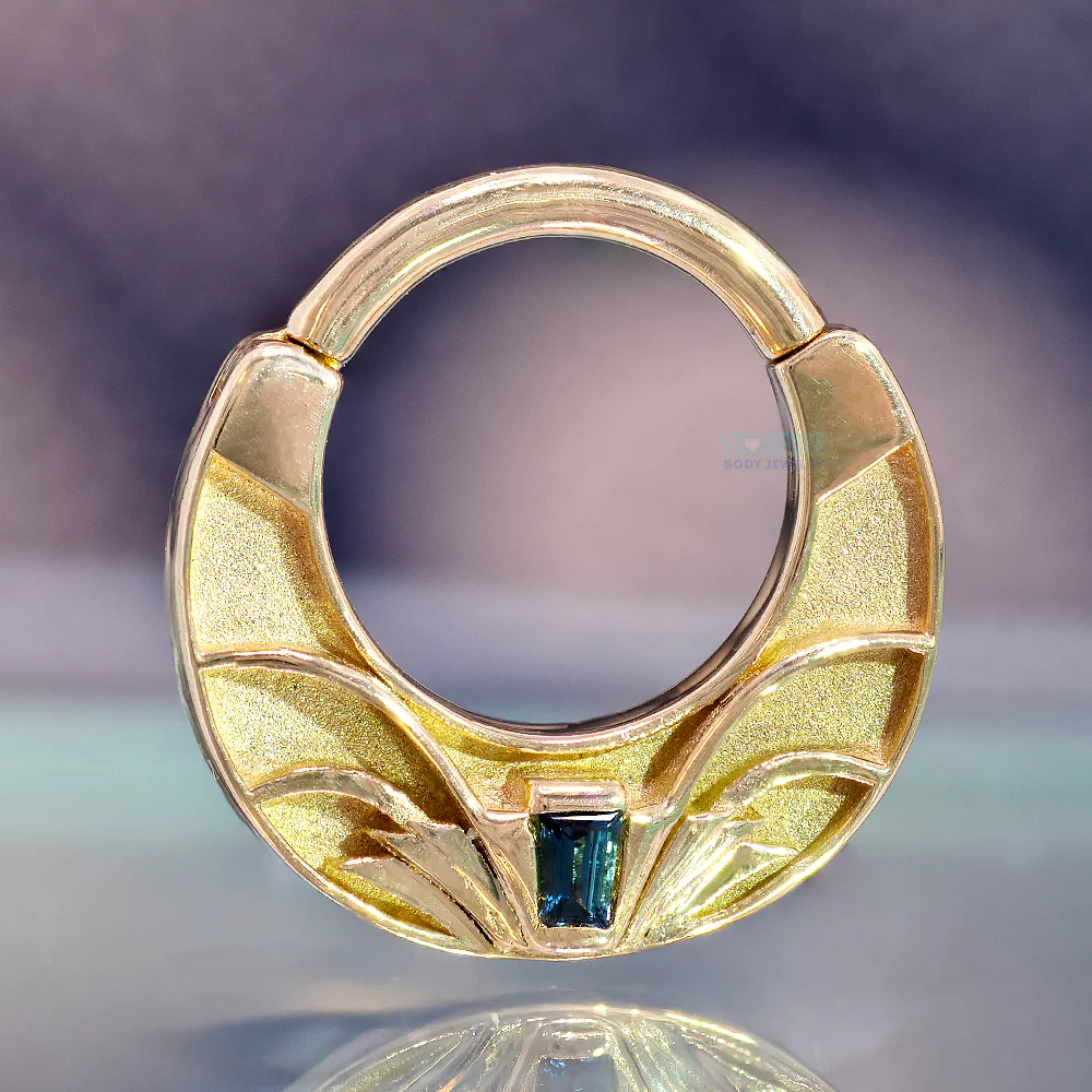 Petite "Architect" Hinge Ring in Gold & Platinum with London Blue Topaz - Image 2