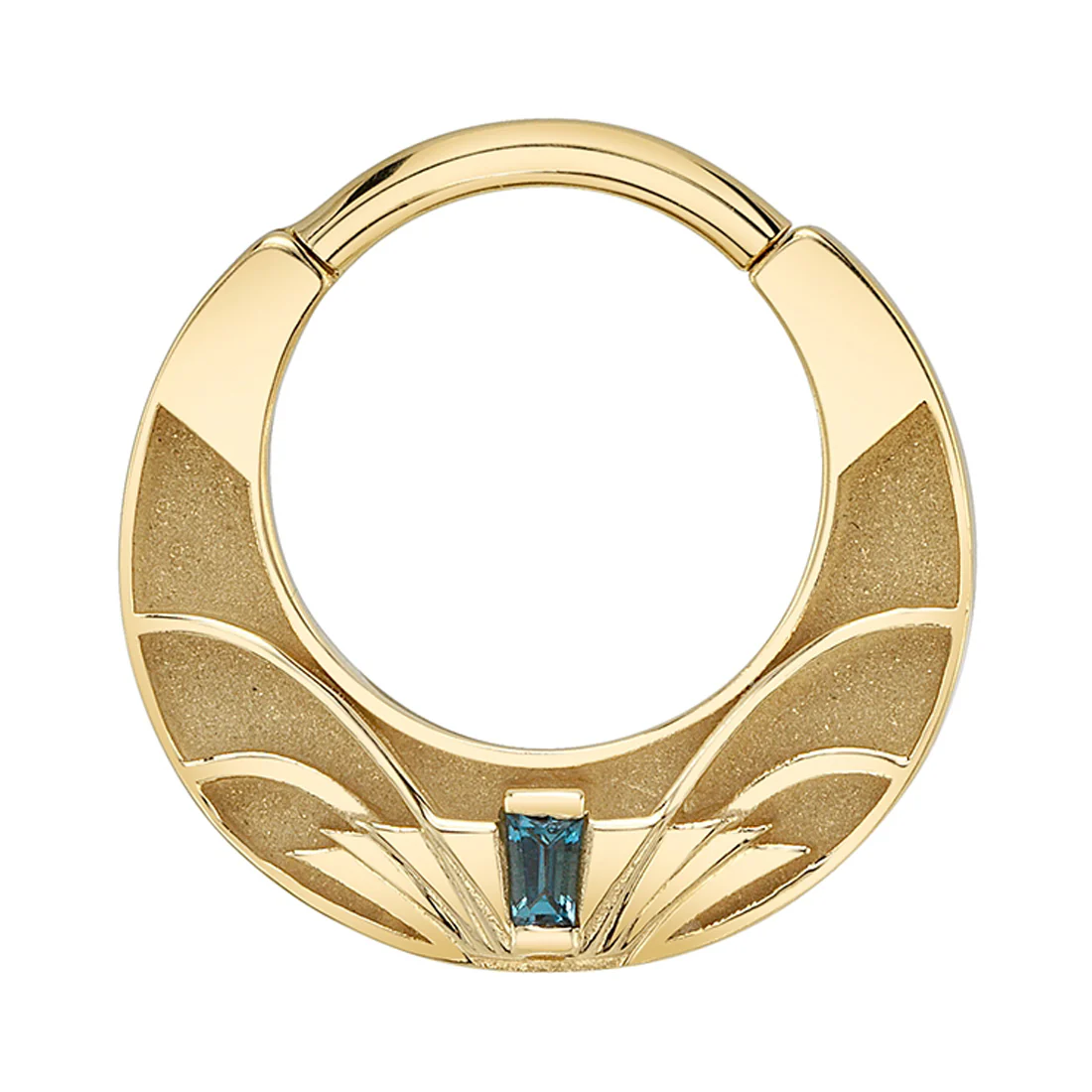Petite "Architect" Hinge Ring in Gold & Platinum with London Blue Topaz - Image 3
