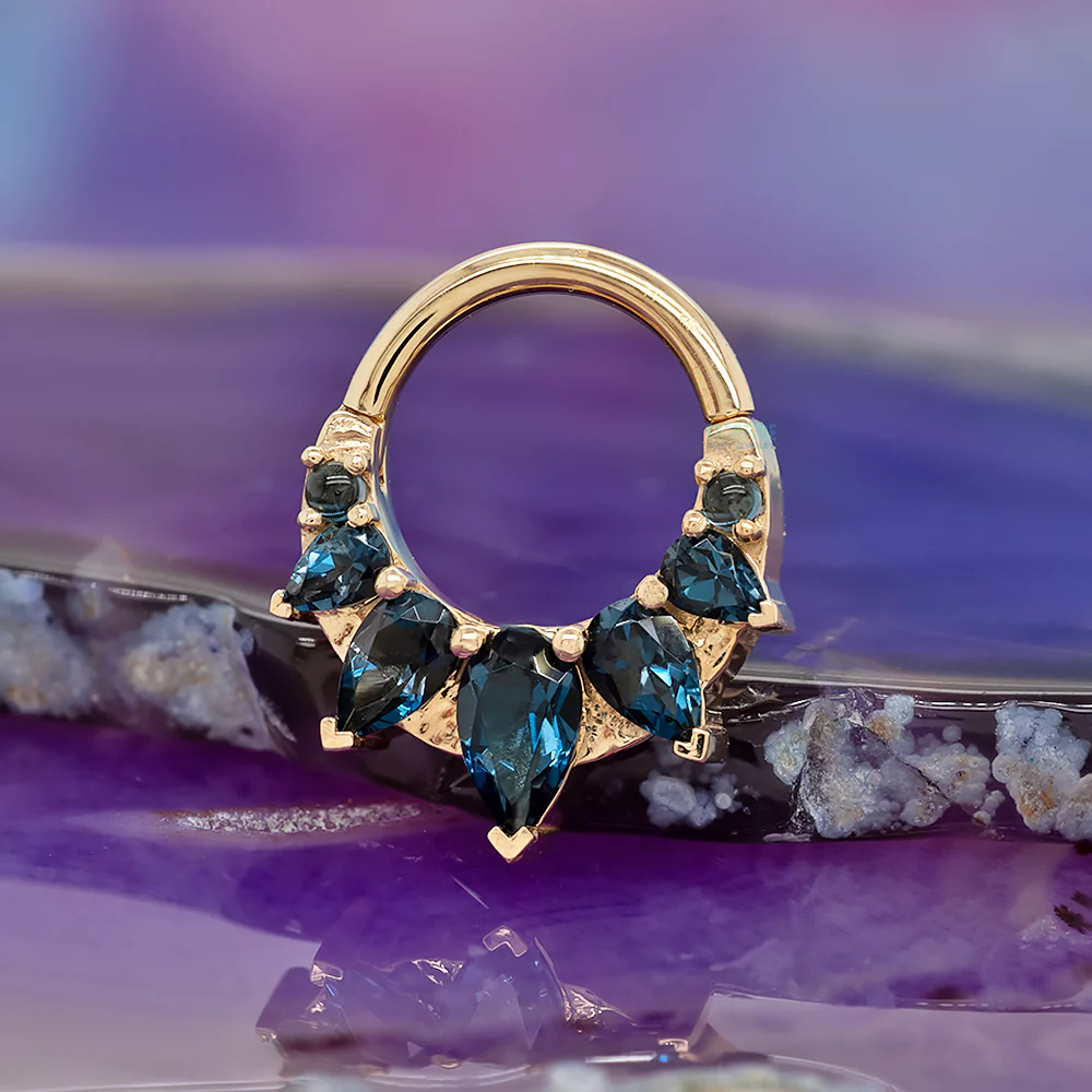 "Petite Penny" Hinge Ring in Gold with London Blue Topaz - Image 2