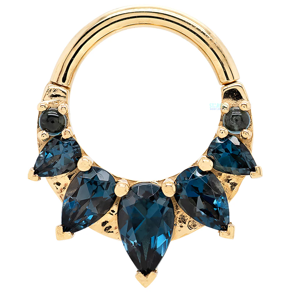 "Petite Penny" Hinge Ring in Gold with London Blue Topaz - Image 3