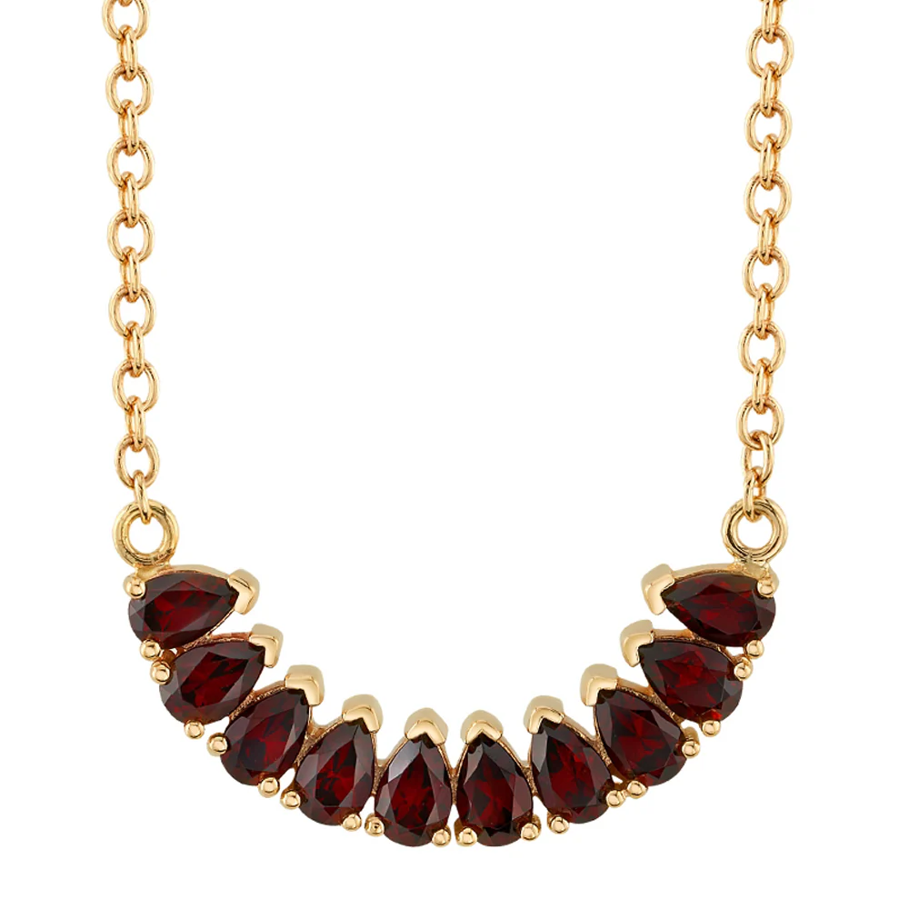 "Phoebe" Necklace in Gold with Garnets - Image 2