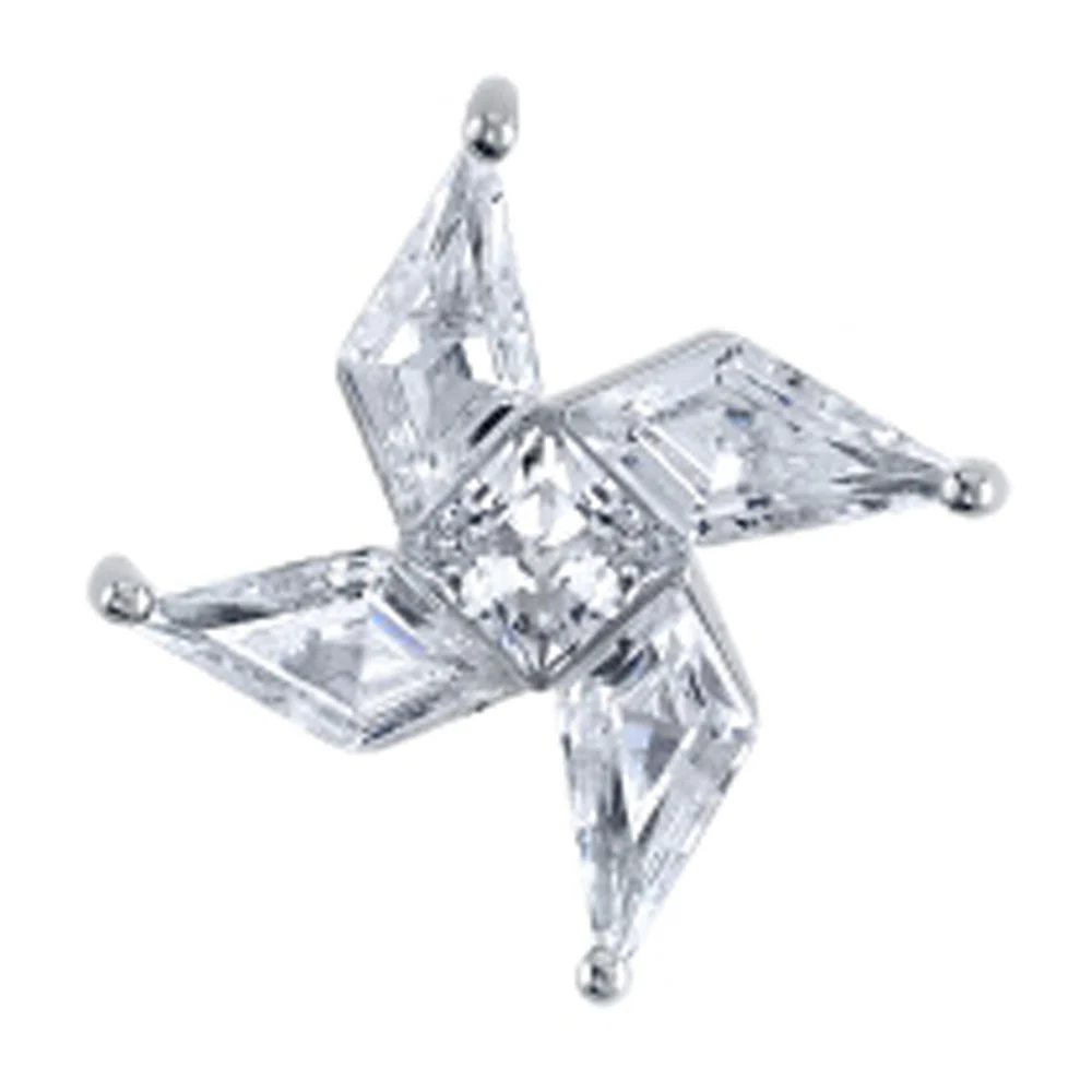 "Pinwheel" Threaded End in Gold with White CZ's - Image 2