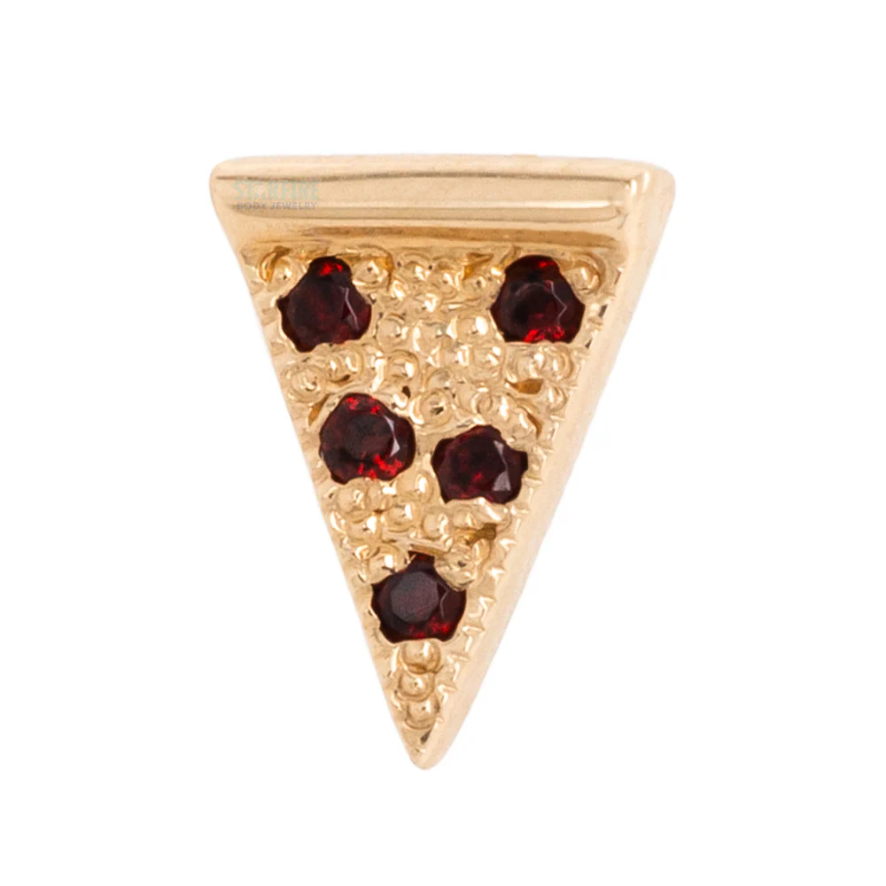 Pizza Slice Threaded End in Gold & Platinum with Garnet - Image 3