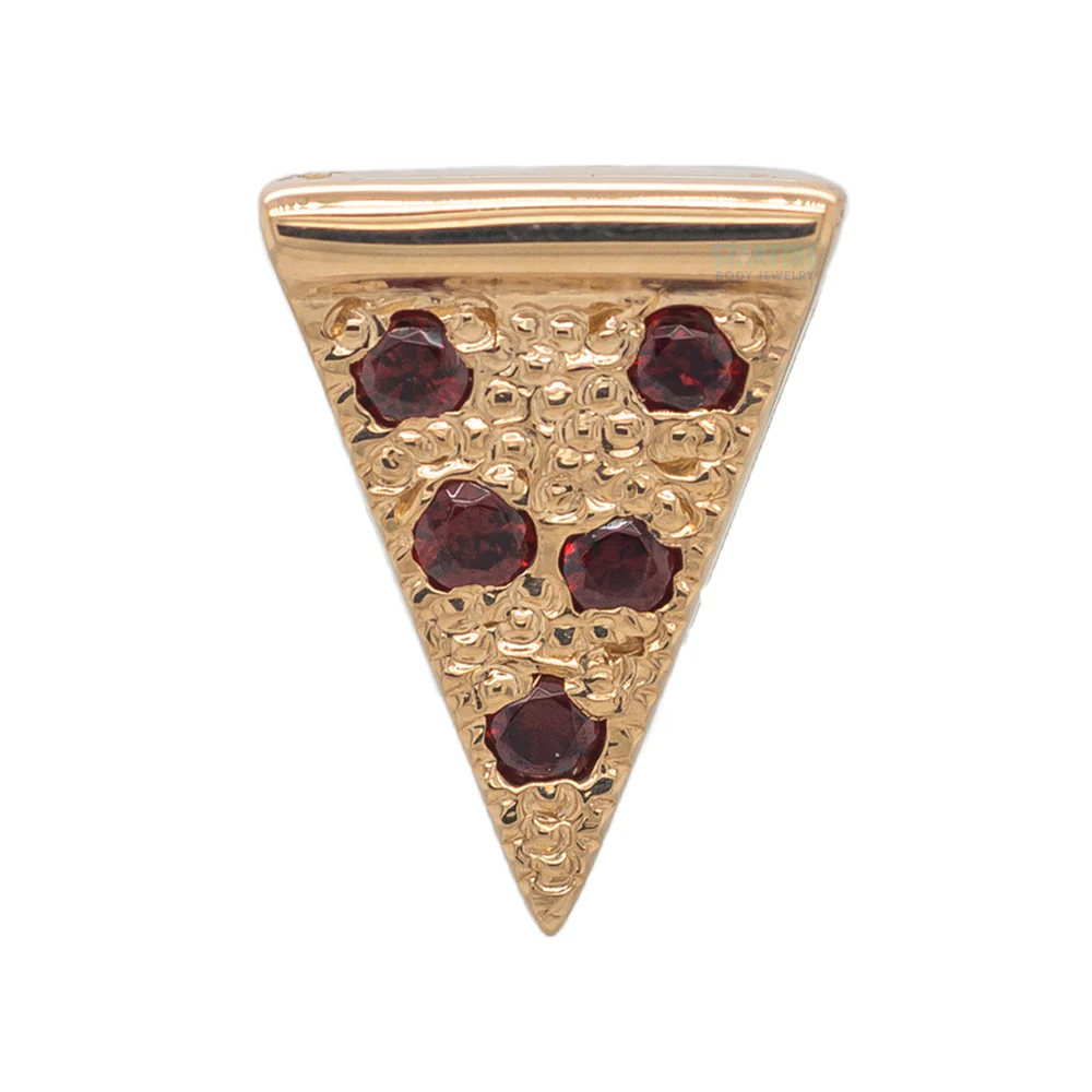 Pizza Slice Threaded End in Gold & Platinum with Garnet - Image 4