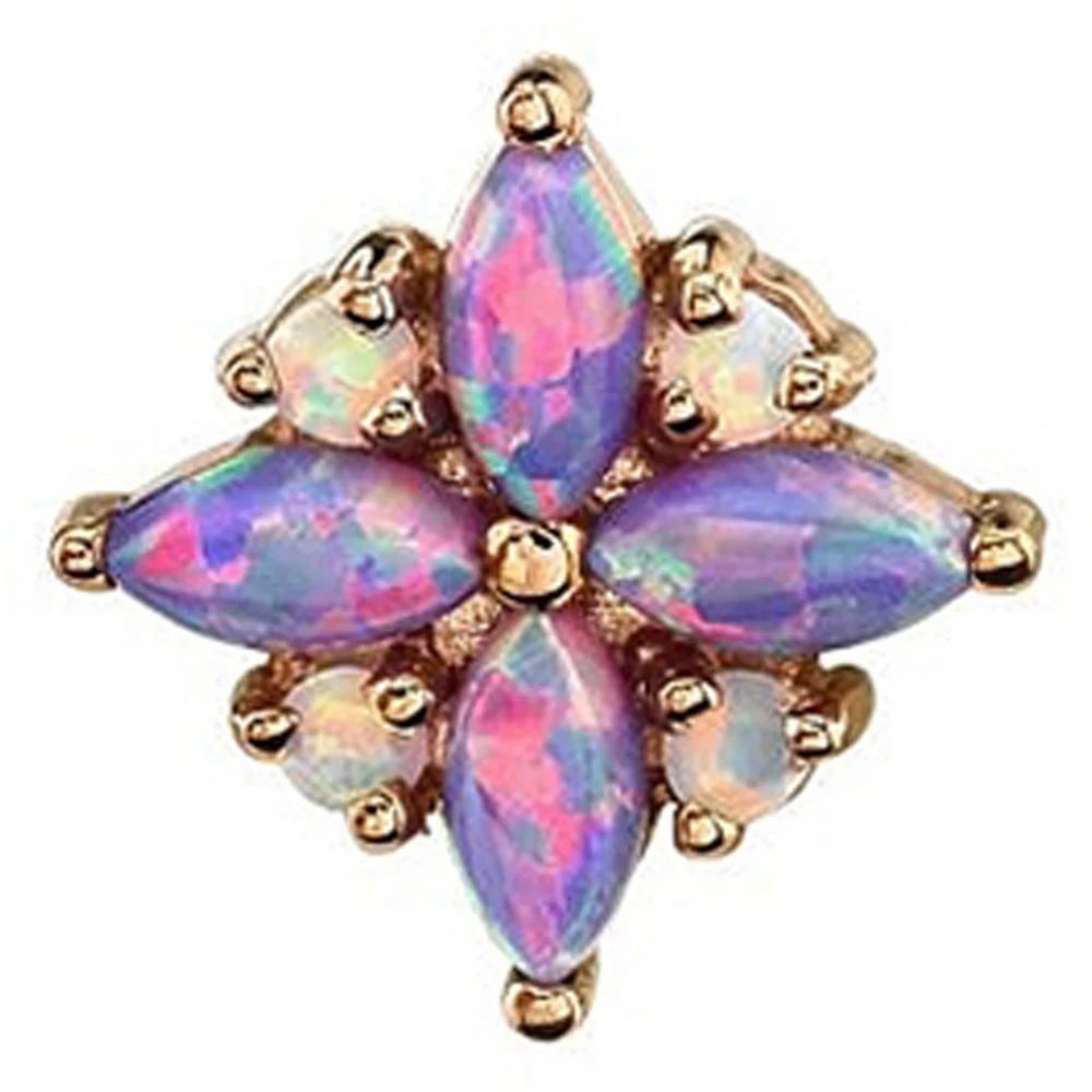"Pleades" Threaded End in Gold with Lavender Opal & Faceted White Opal - Image 2