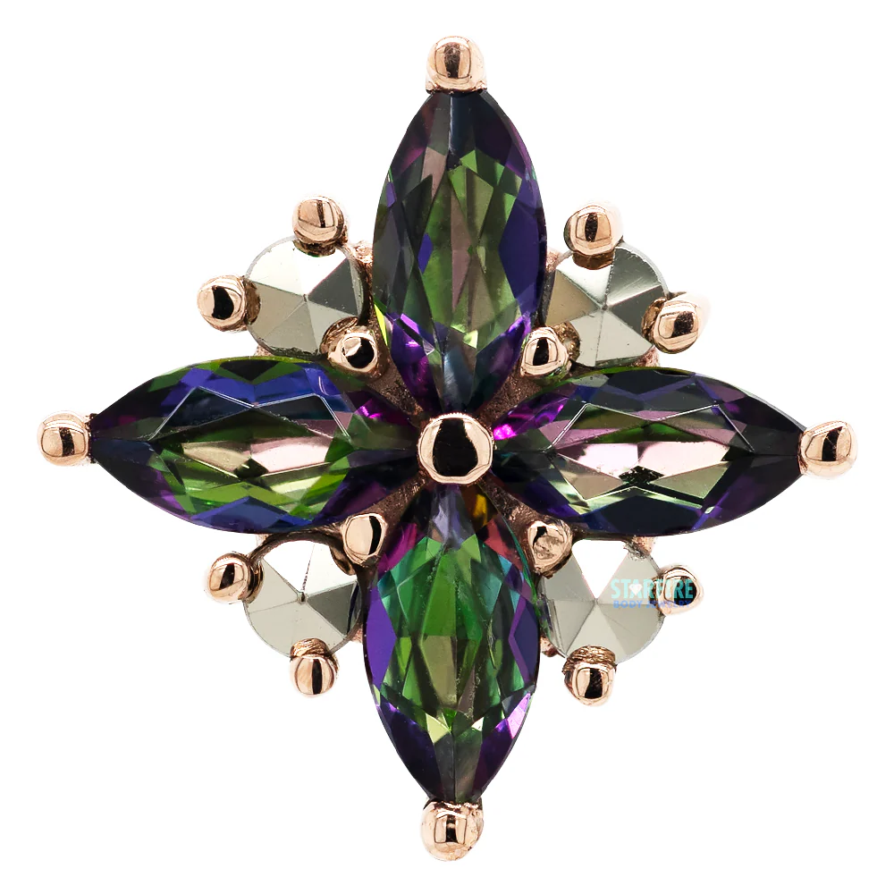 "Pleades" Threaded End in Gold with Mystic Topaz & Marcasite - Image 3