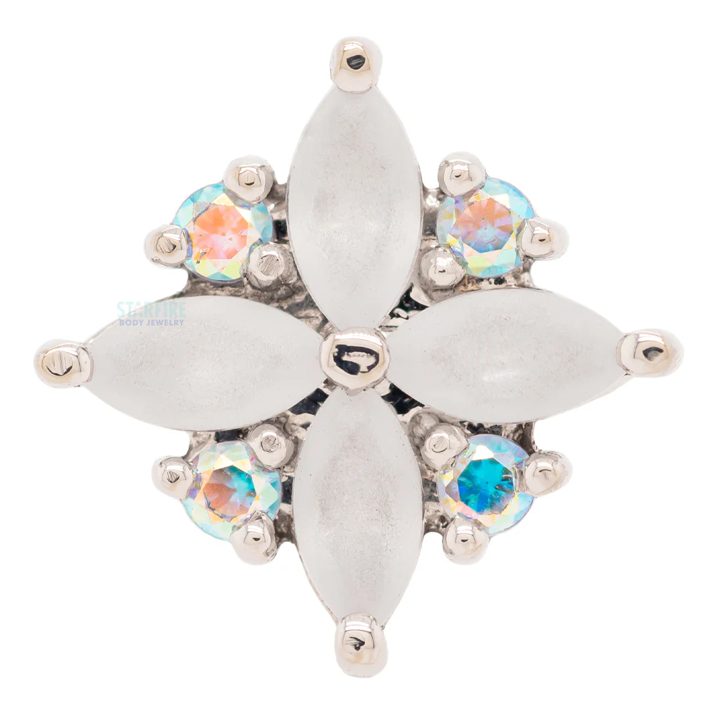 "Pleades" Threaded End in Gold with Sandblasted White CZ's & Mercury Mist Topaz' - Image 3