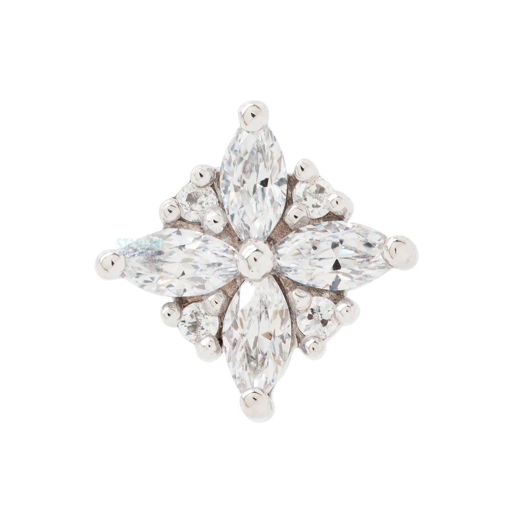 "Pleades" Threaded End in Gold with White CZ's - Image 3