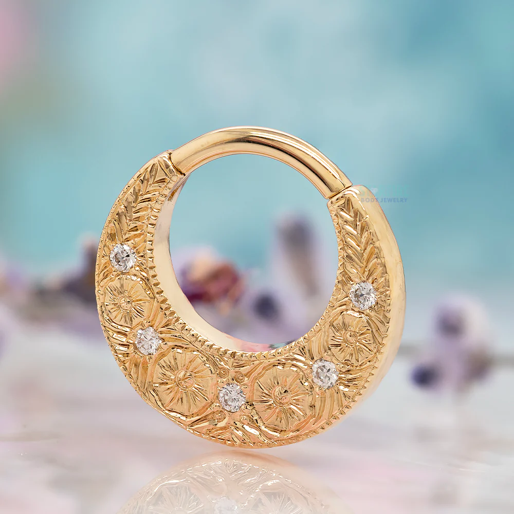 "Primrose" Hinge Ring in Gold & Platinum with Diamonds - Image 2