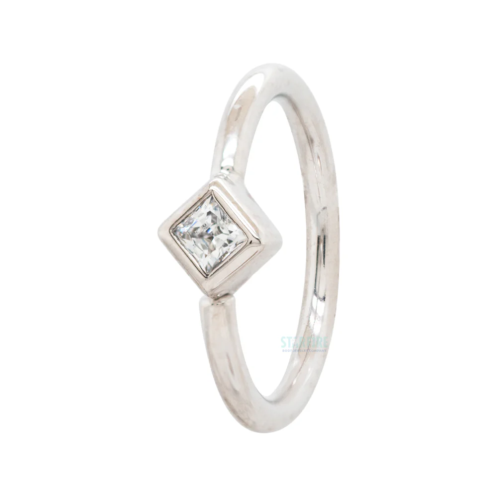 Princess Fixed Bezel Seam Ring (FBR) in Gold with White CZ - Image 3