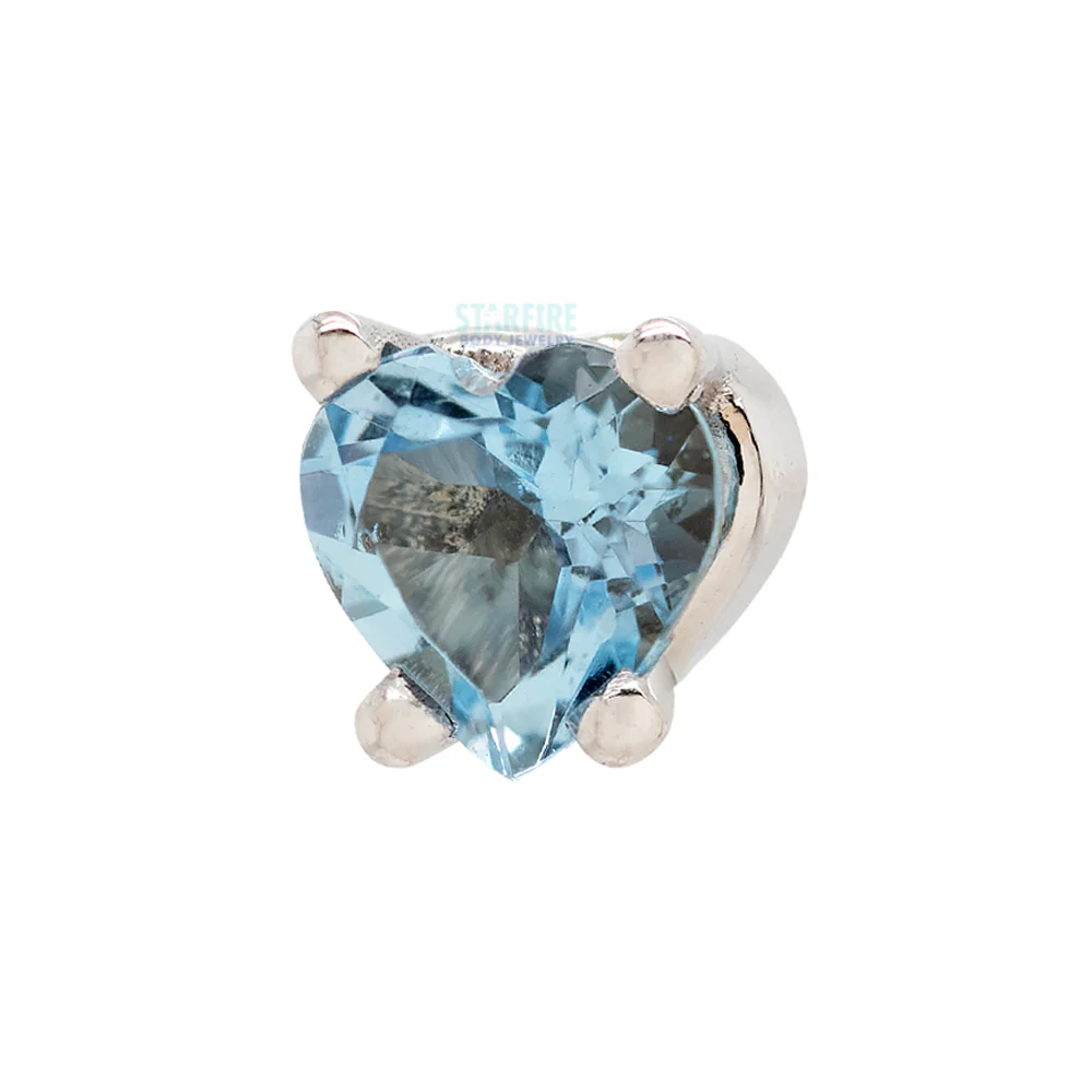 Prong-Set Heart Threaded End in Gold with Aquamarine
