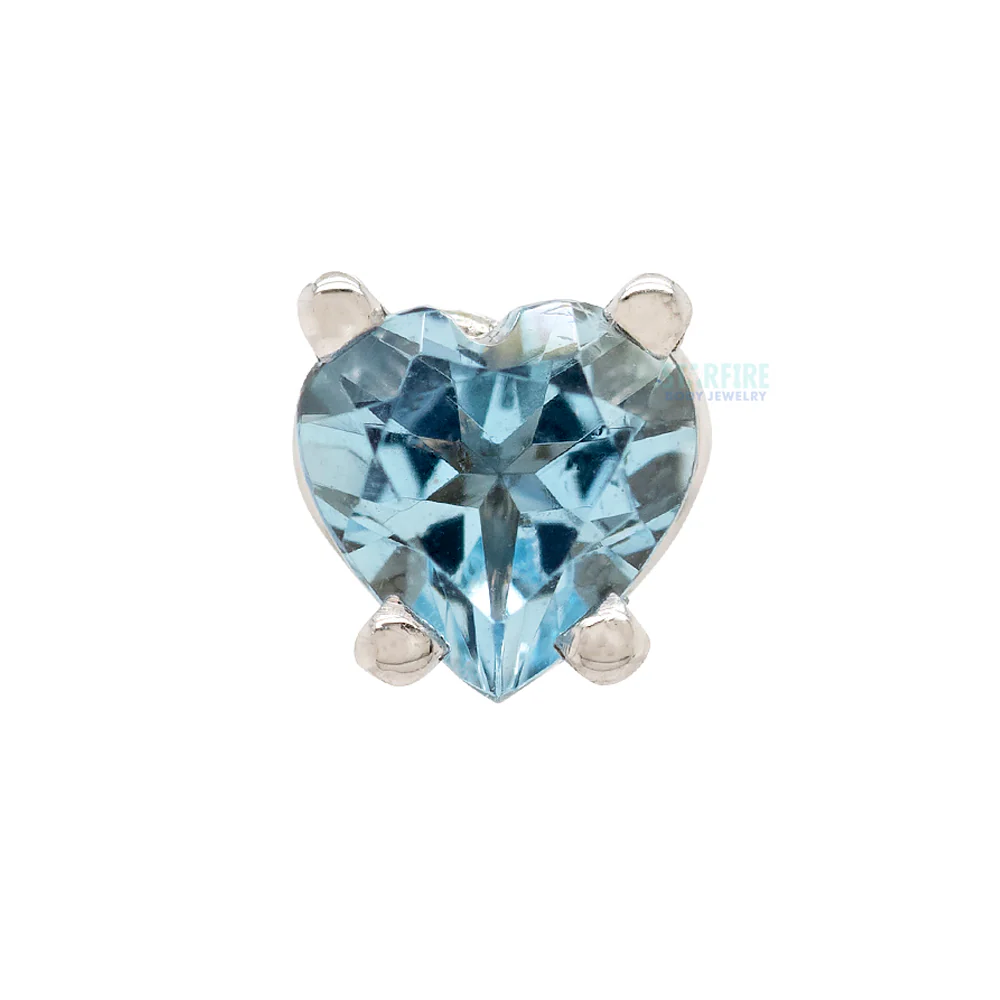 Prong-Set Heart Threaded End in Gold with Aquamarine - Image 2