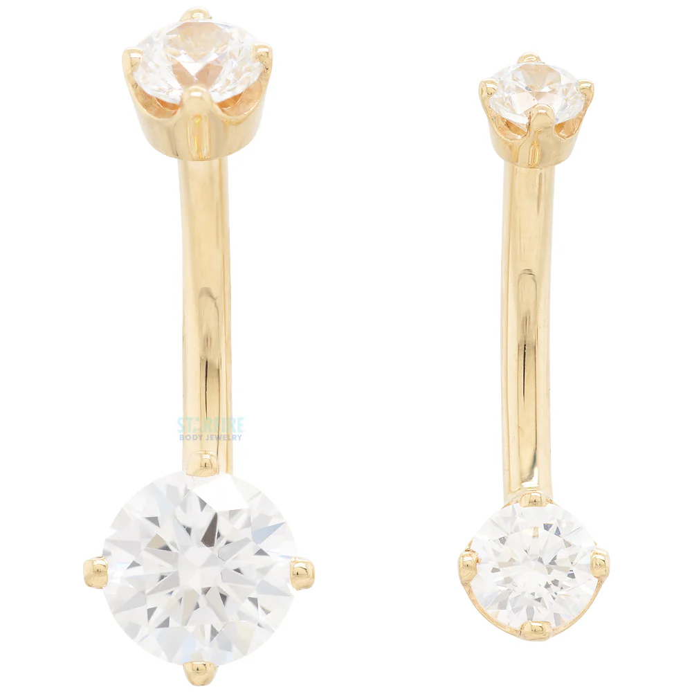 Prong-Set Navel Curve in Gold with DIAMOND - Image 2