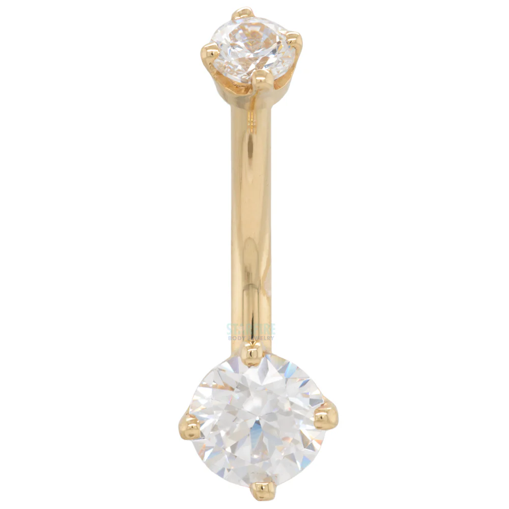Prong-Set Navel Curve in Gold with DIAMOND - Image 3