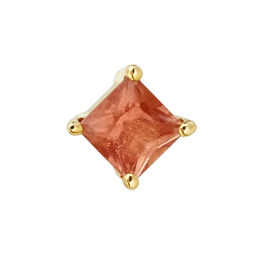 Prong-Set Princess-Cut Threaded End in Gold with Oregon Sunstone - Image 2