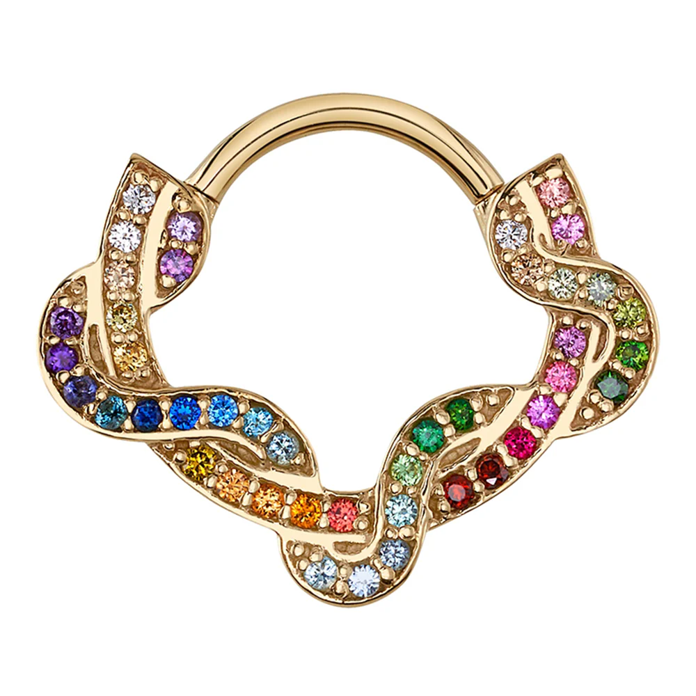 "Proteus" Hinge Ring in Gold Rainbow with Genuine Gemstones - Image 2
