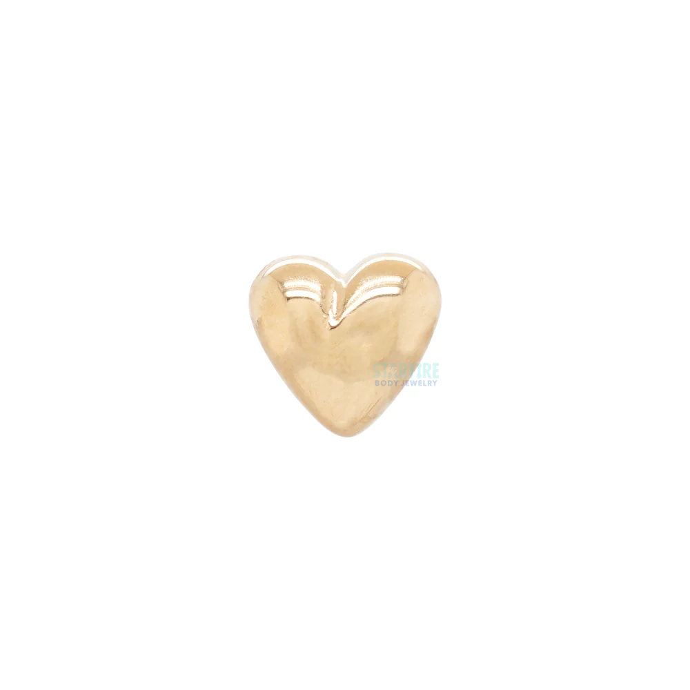 Puffy Heart Threaded End in Gold - Image 2