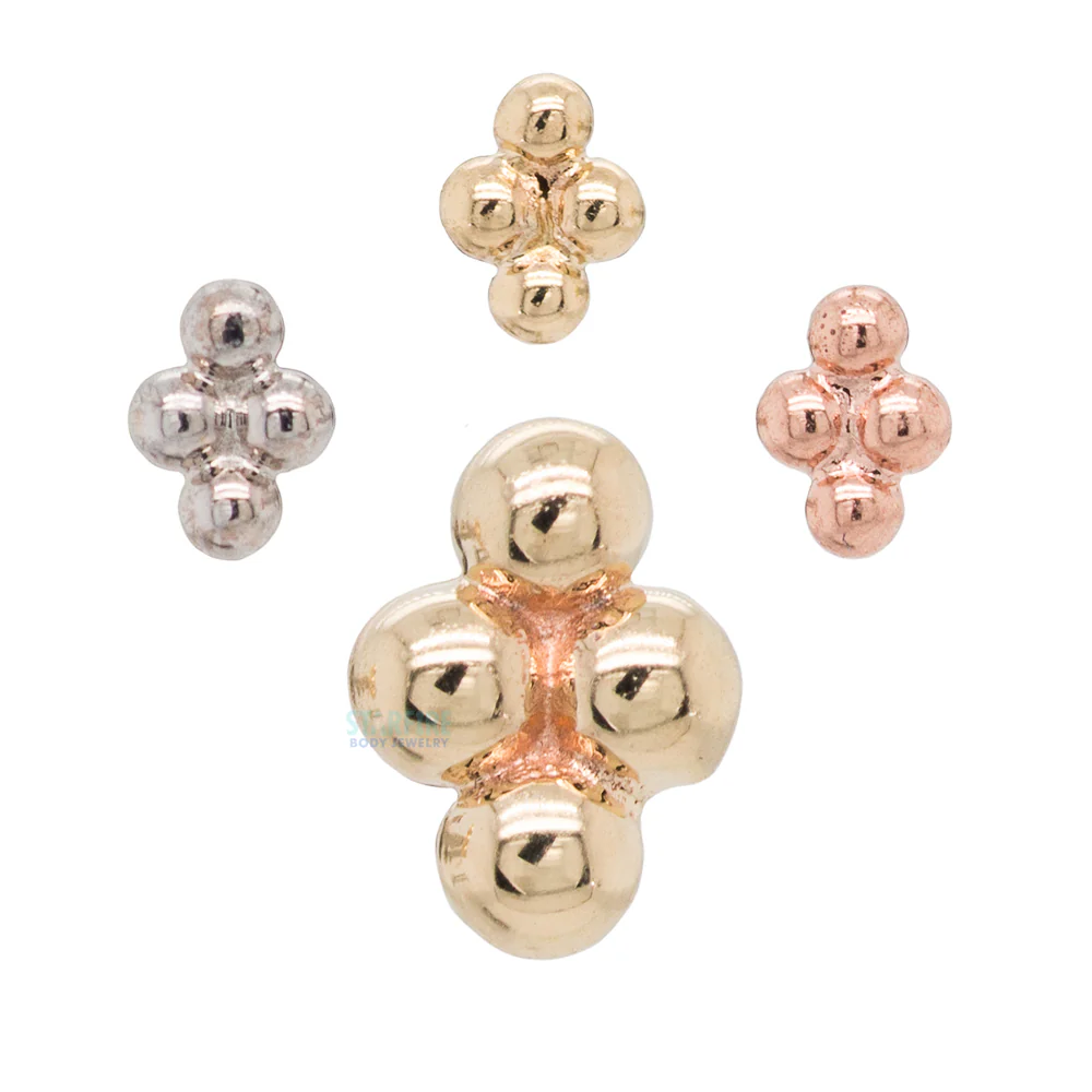 Quad Bead Cluster Threaded End in Gold