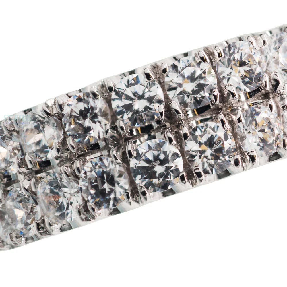 "Rachel 2 Row Telesto" Hinge Ring in Gold with White CZ's - Image 4
