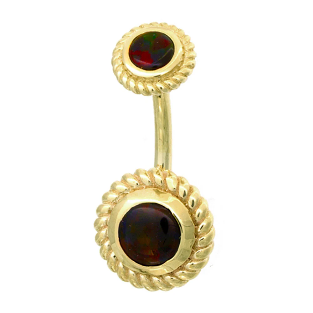 "Raine" Navel Curve in Gold with Gilson Black Opal - Image 2