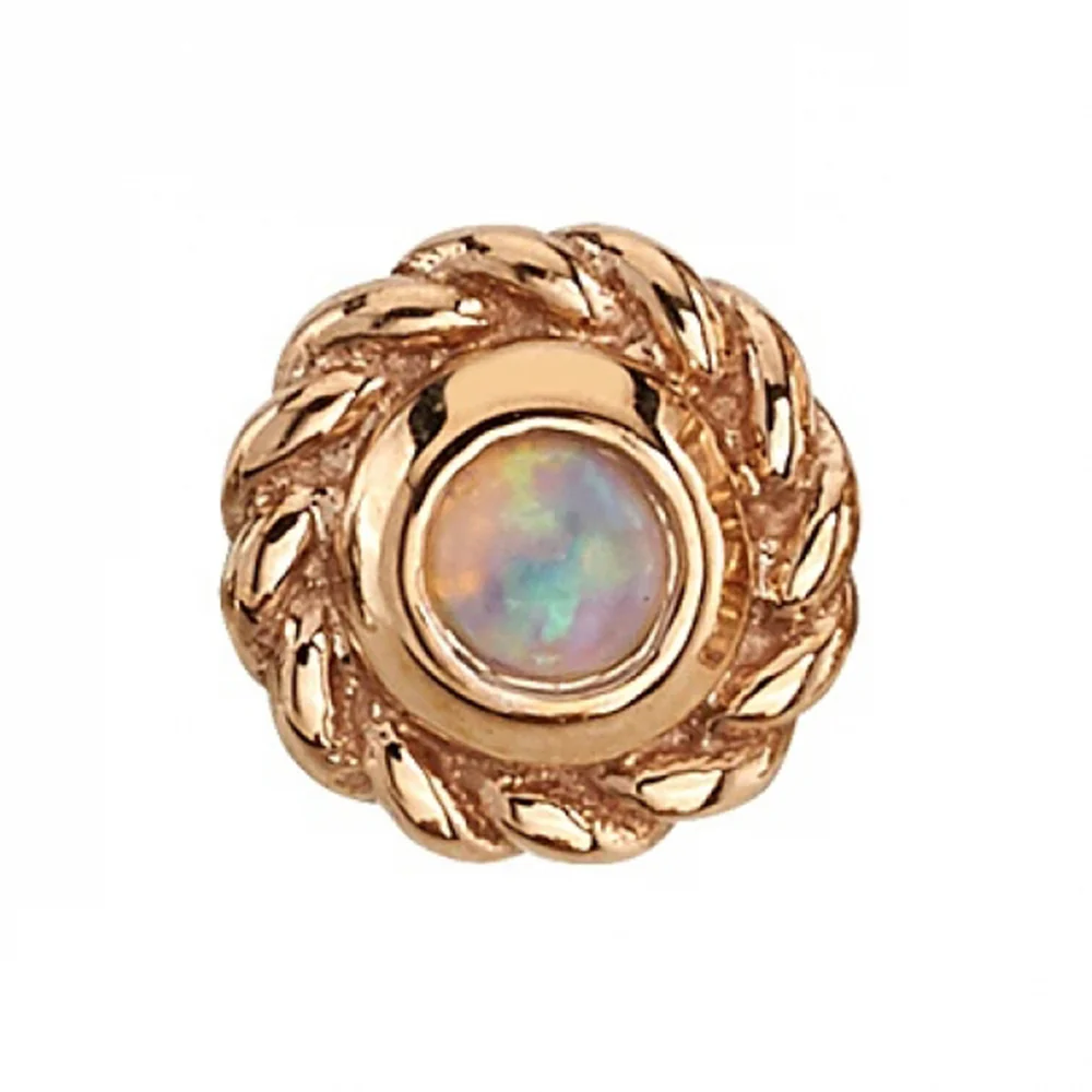 "Raine" Threaded End in Gold with Genuine White Opal