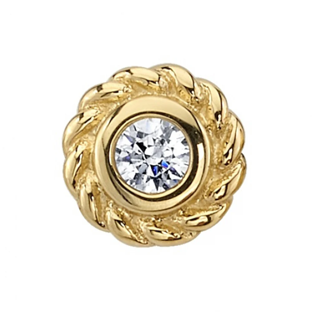 "Raine" Threaded End in Gold with White CZ - Image 2