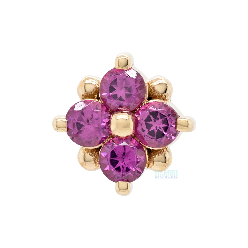 "Reema" Nostril Screw in Gold & Platinum with Rhodolite - Image 2