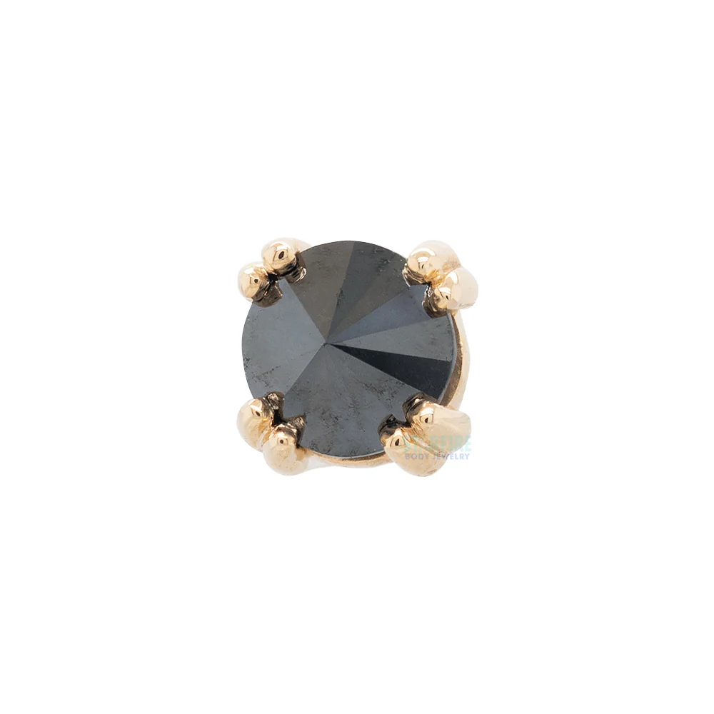 Reverse Set Black Diamond Prong Set Threaded End in Gold & Platinum
