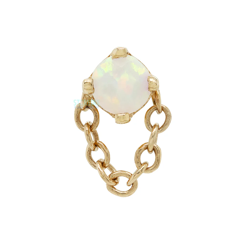 "Rianna" Threaded End in Gold with Faceted White Opal - Image 2