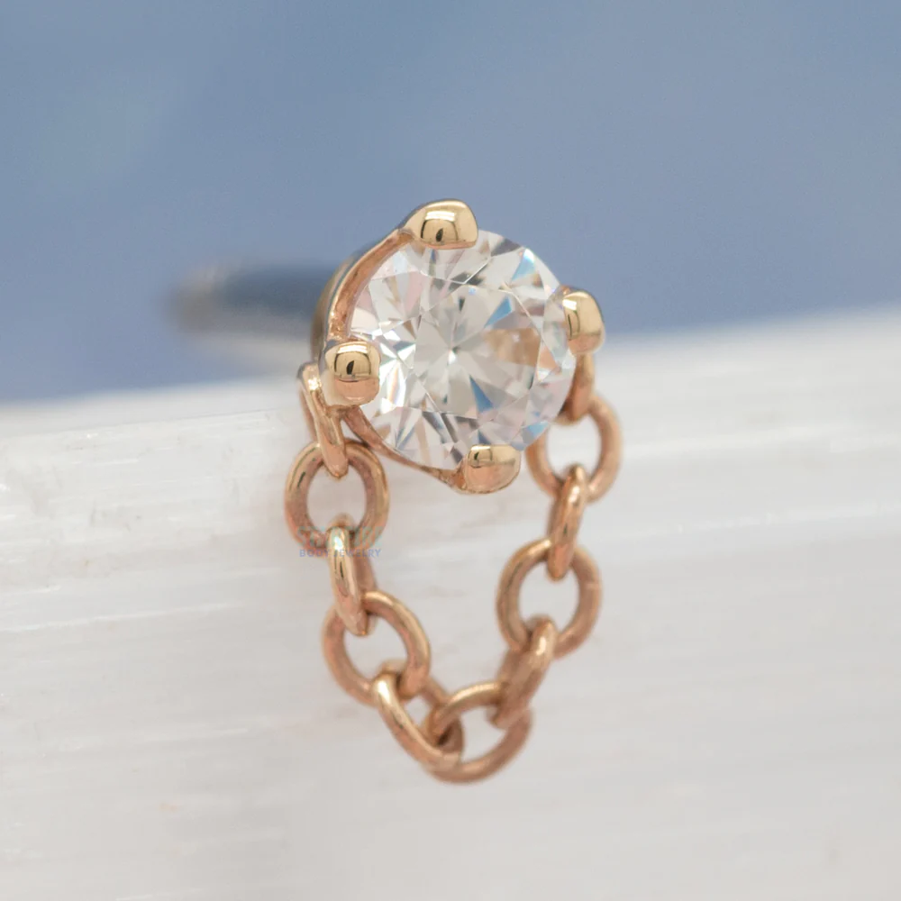 "Rianna" Threaded End in Gold with White CZ - Image 2