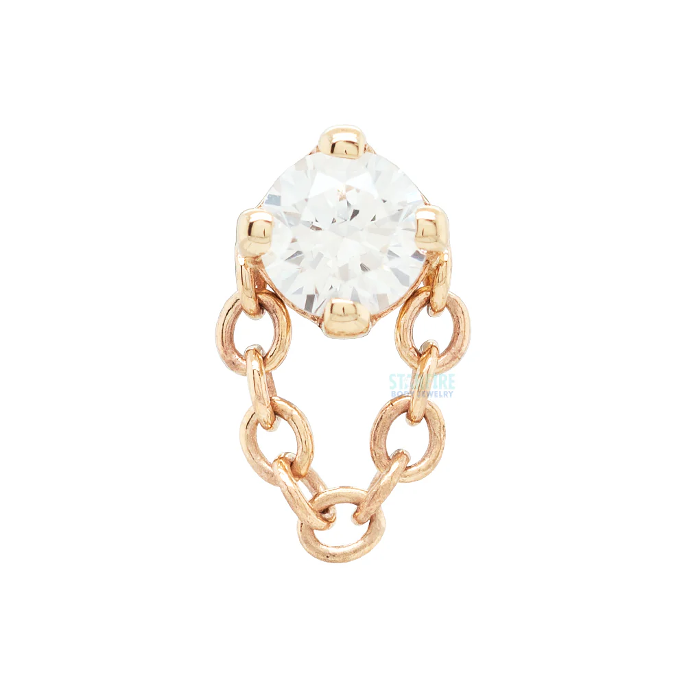 "Rianna" Threaded End in Gold with White CZ - Image 3