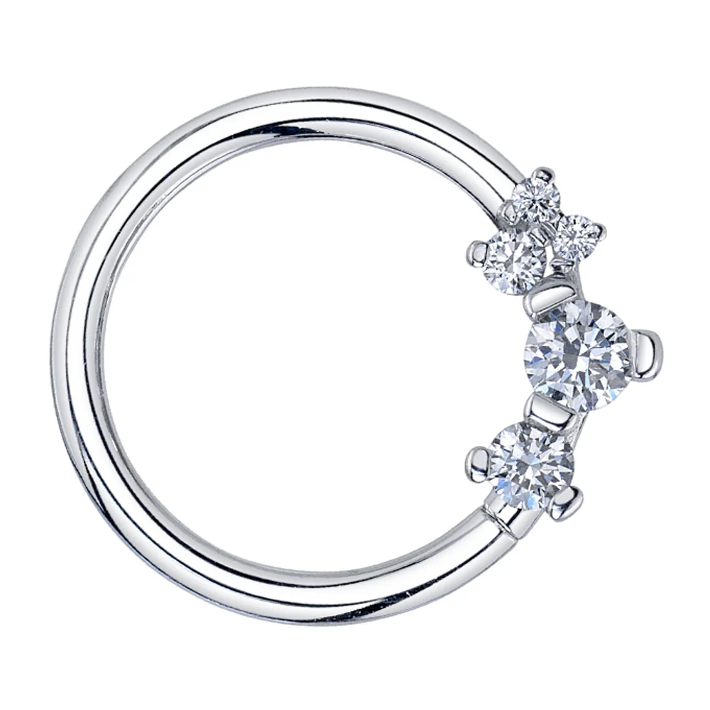 "Ripple" Seam Ring in Gold with White CZ's - Image 2