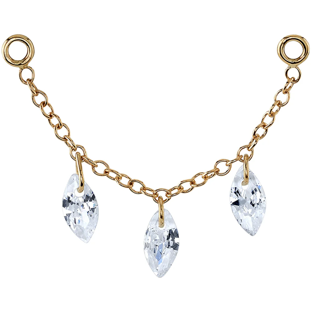 "Rocco" Chain Attachment in Gold with White CZ's - Image 2