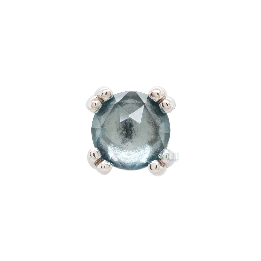 Rose Cut Aquamarine Prong Set Threaded End in Gold & Platinum - Image 4